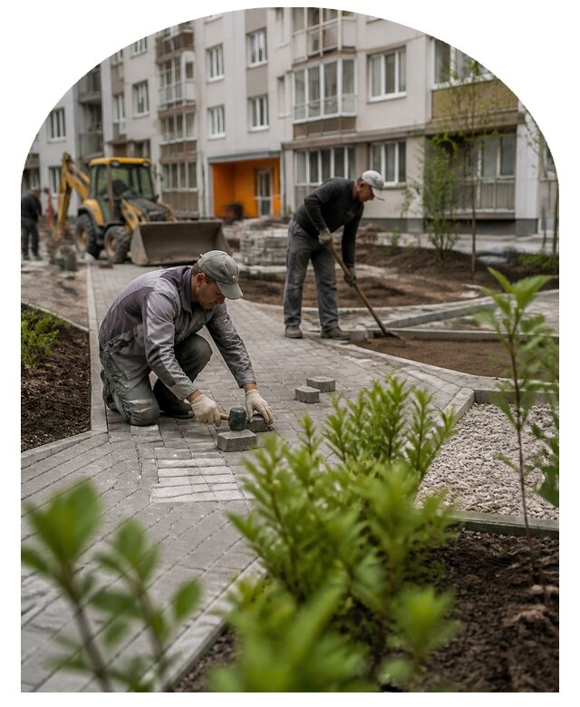 Благоустройство двора многоквартирного дома в Прокопьевске